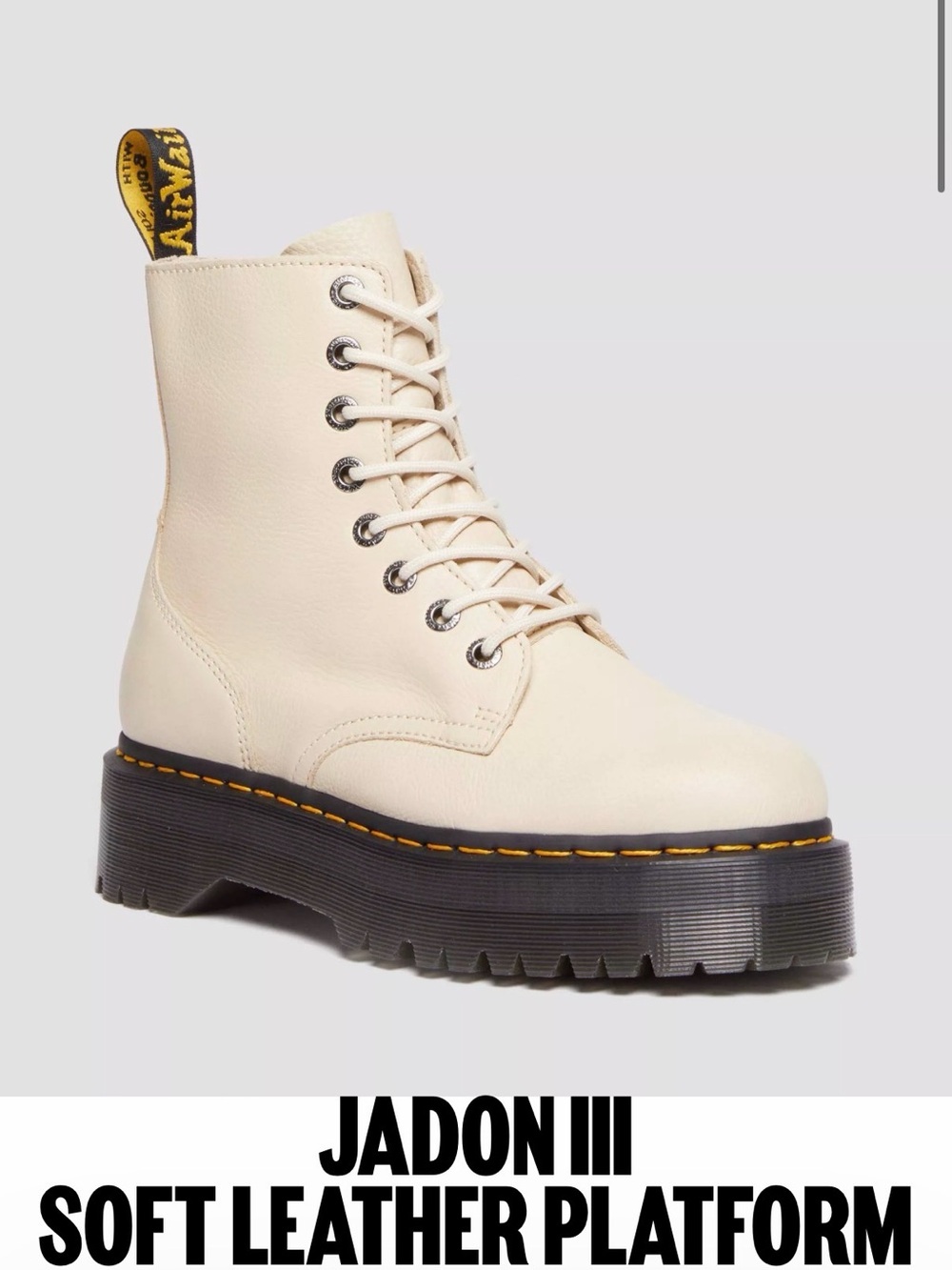 Dr. Martens Cream Lace-Up Platform Boots